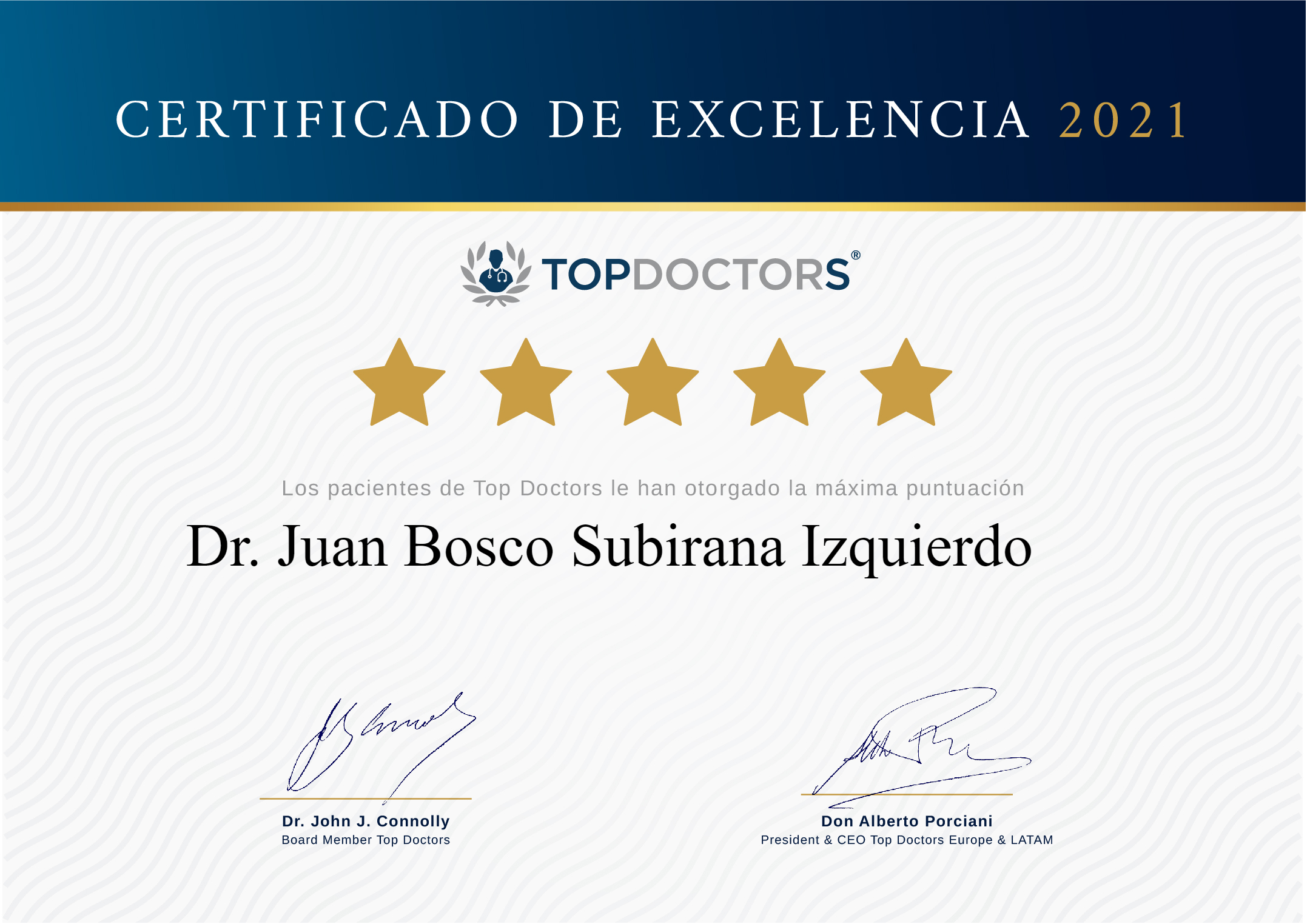 certificado de excelencia clinica dental Madrid